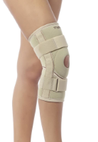 Neopreen Kniebrace met Scharnieren - Kleur: Beige - Maat: Medium (omvang knie 36-38 cm)